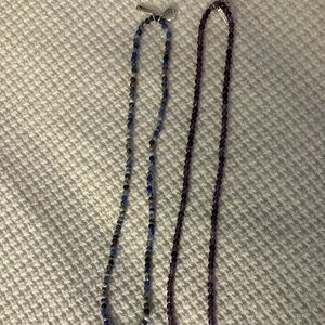 Chic Blue and Purple Beaded Necklace Set Courage and Wisdom